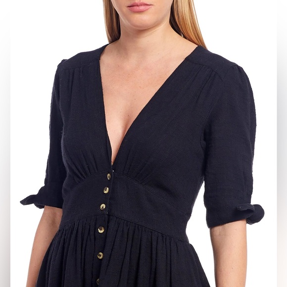 Free People Love of My Life Midi Dress Black (Small) - Picture 2 of 5